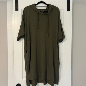 Olive Green Hooded Tunic Dress